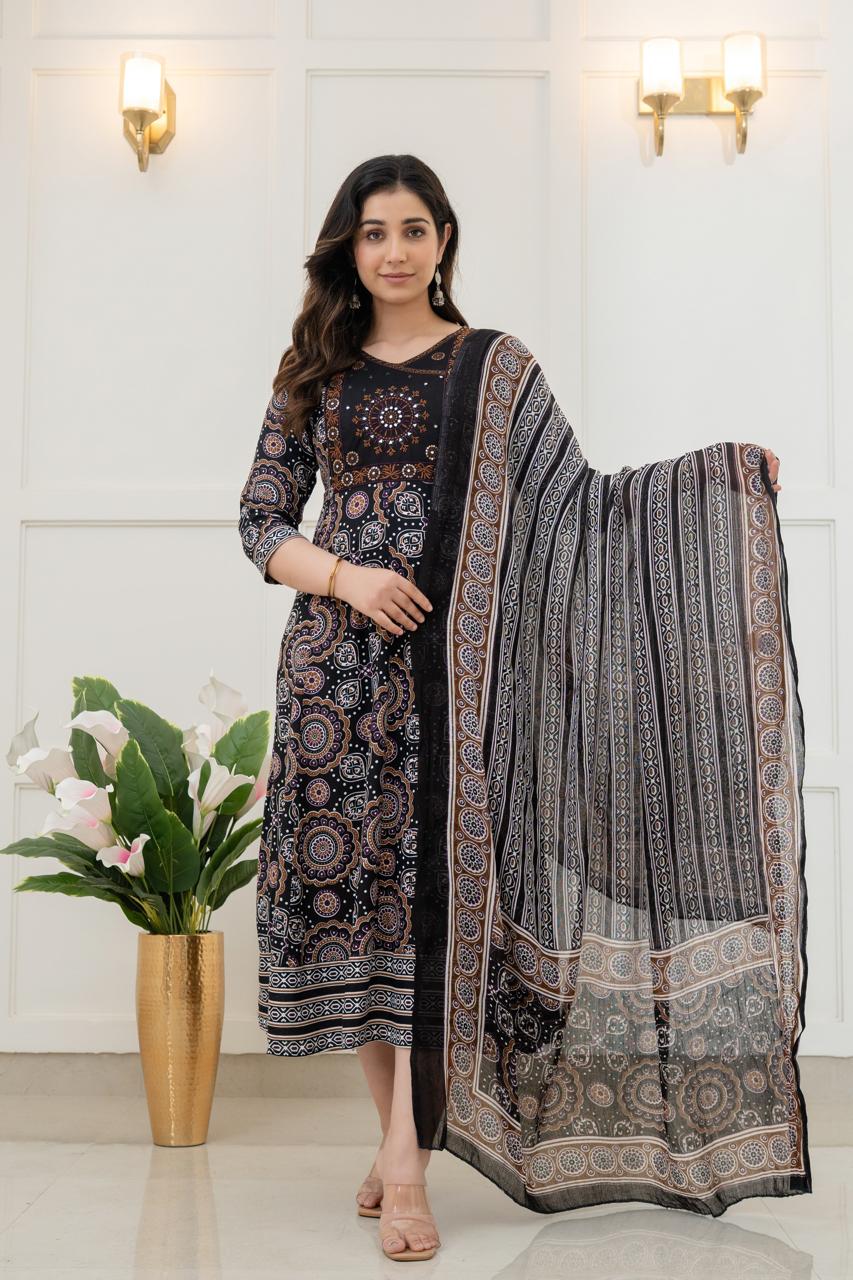Cotton Floral Anarkali  -  AS59