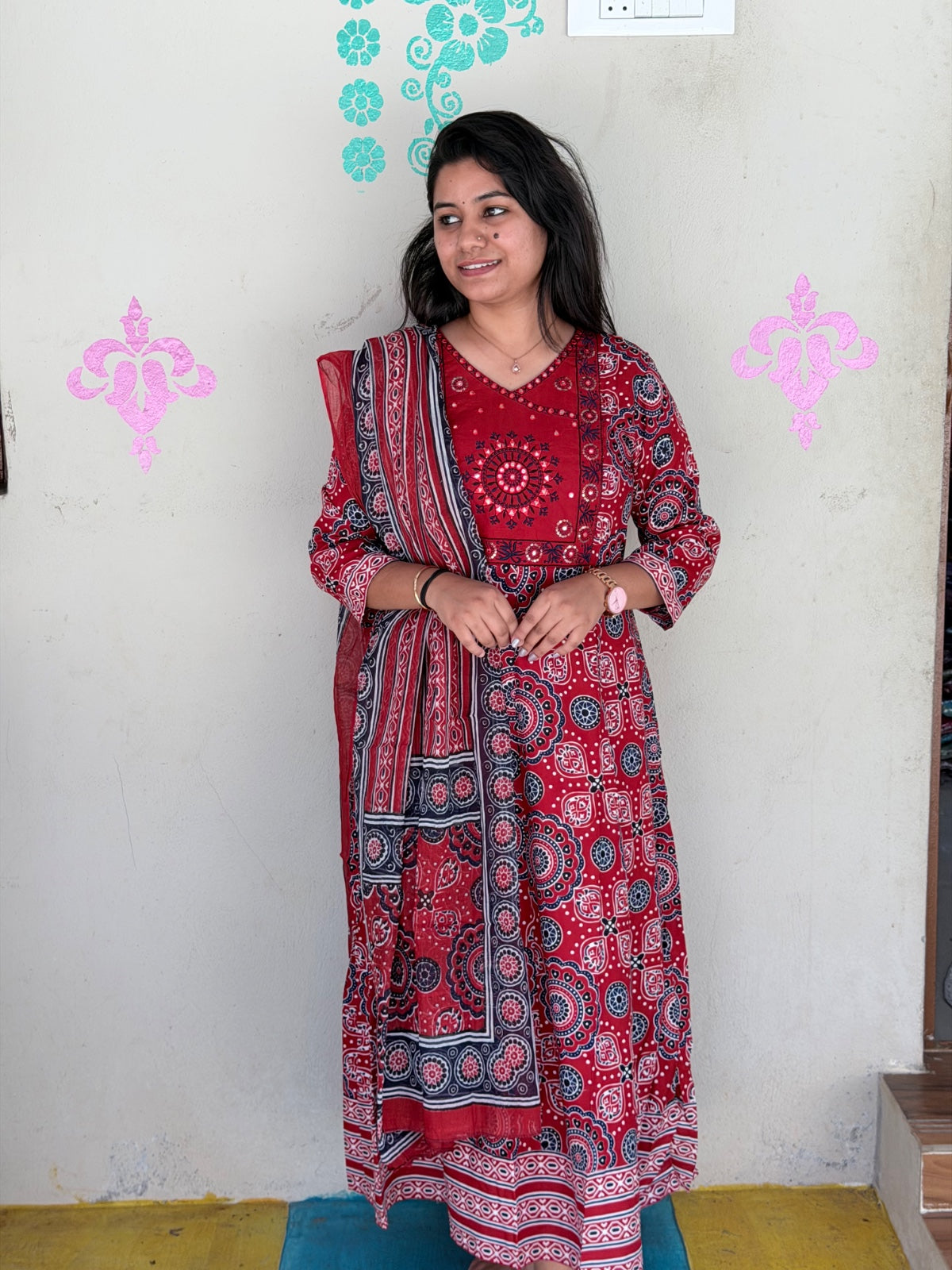 Cotton Floral Anarkali  -  AS50