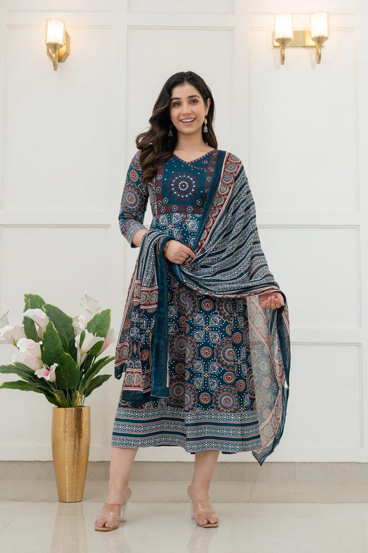 Cotton Floral Anarkali  -  AS61