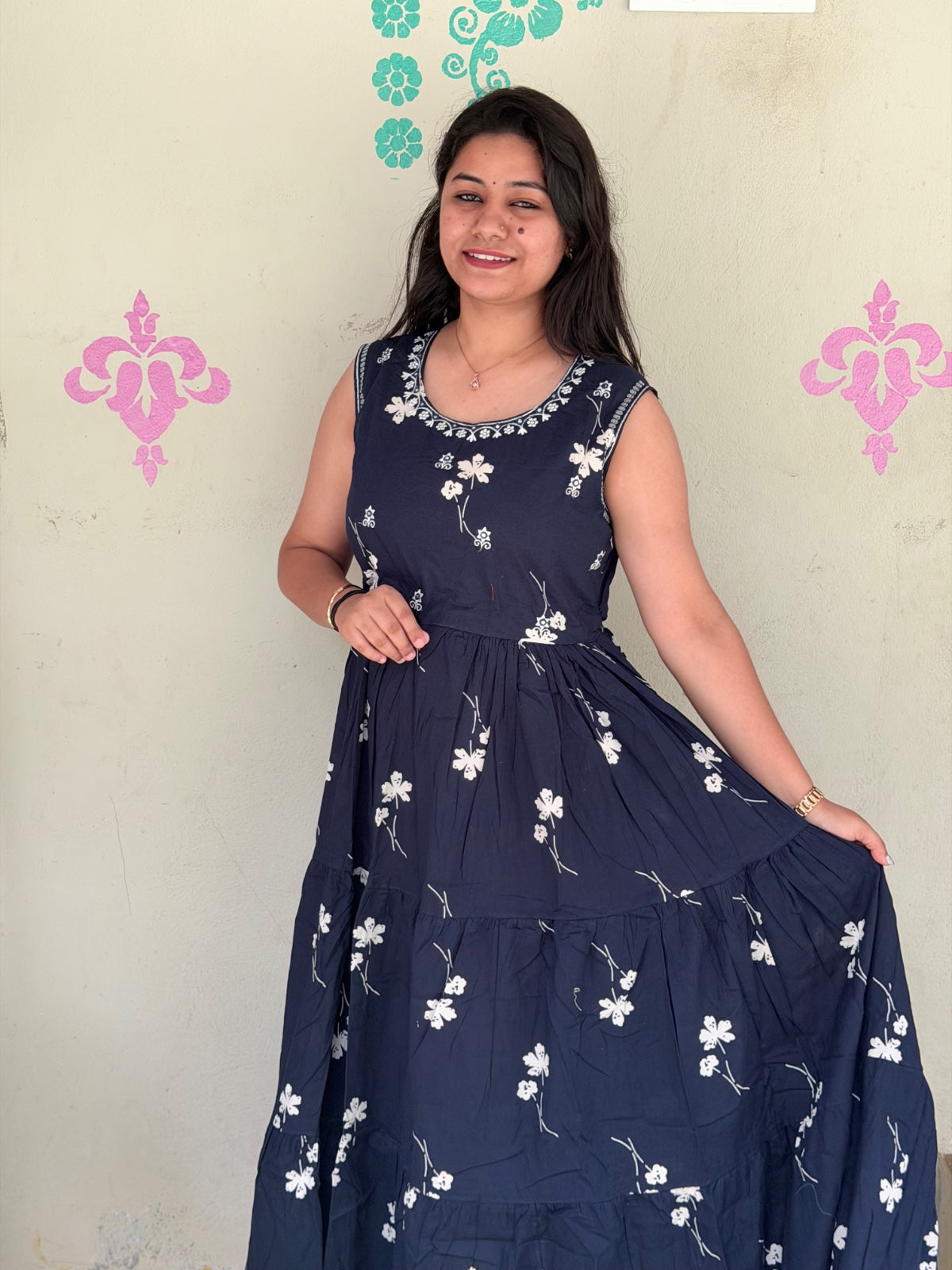 Cotton Long Frocks CLF37 - sleeves available inside