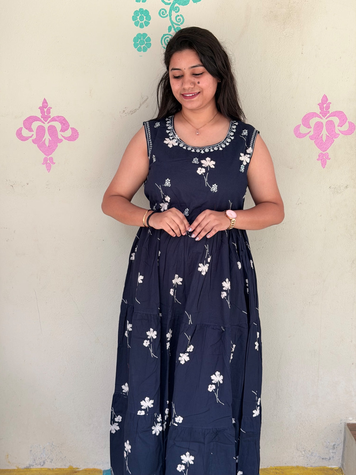 Cotton Long Frocks CLF37 - sleeves available inside