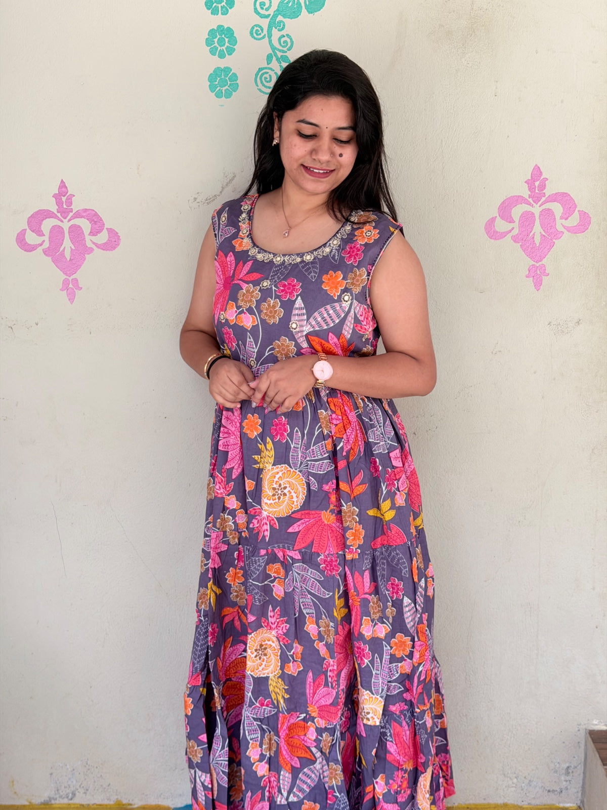 Cotton Long Frocks CLF38 - sleeves available inside