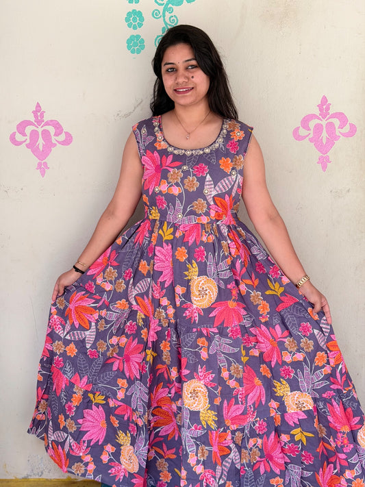 Cotton Long Frocks CLF38 - sleeves available inside