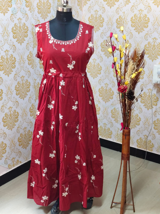 Cotton Long Frocks CLF39 - sleeves available inside