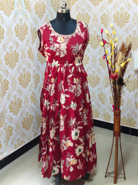 Cotton Long Frocks CLF41 - sleeves available inside