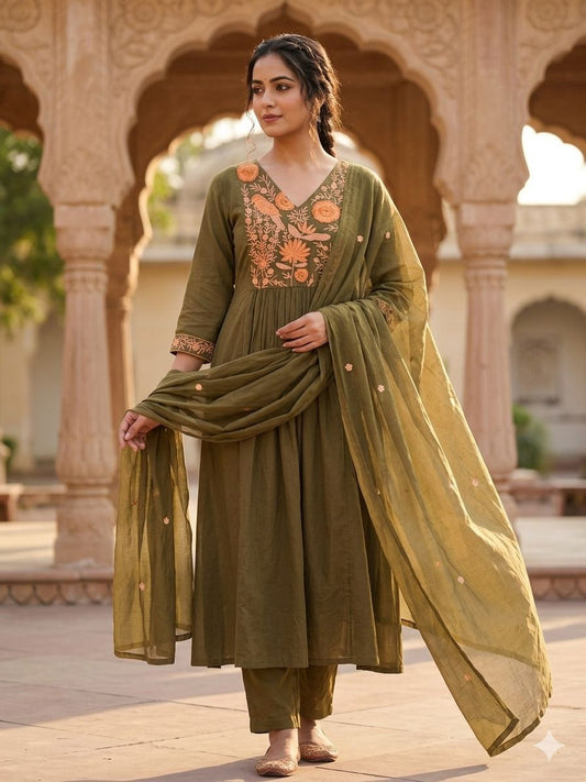 Cotton Floral Anarkali  -  AS65