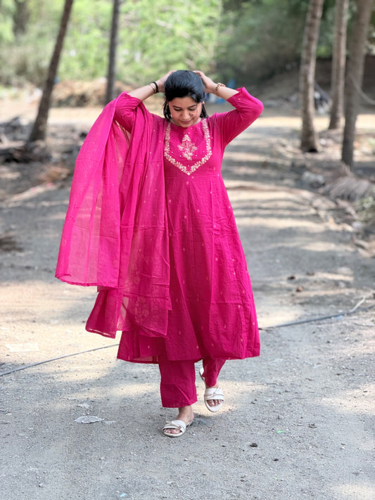 Cotton Floral Anarkali  -  AS38