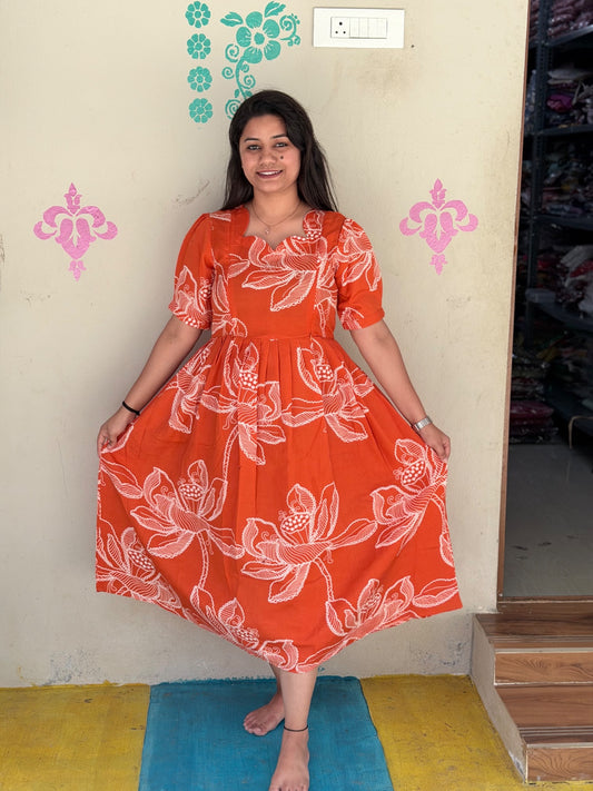Cotton Ikkat Feeding Frock  IFF35