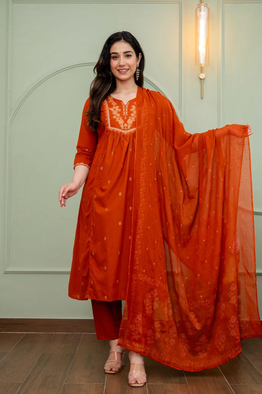 Cotton Floral Anarkali  -  AS68