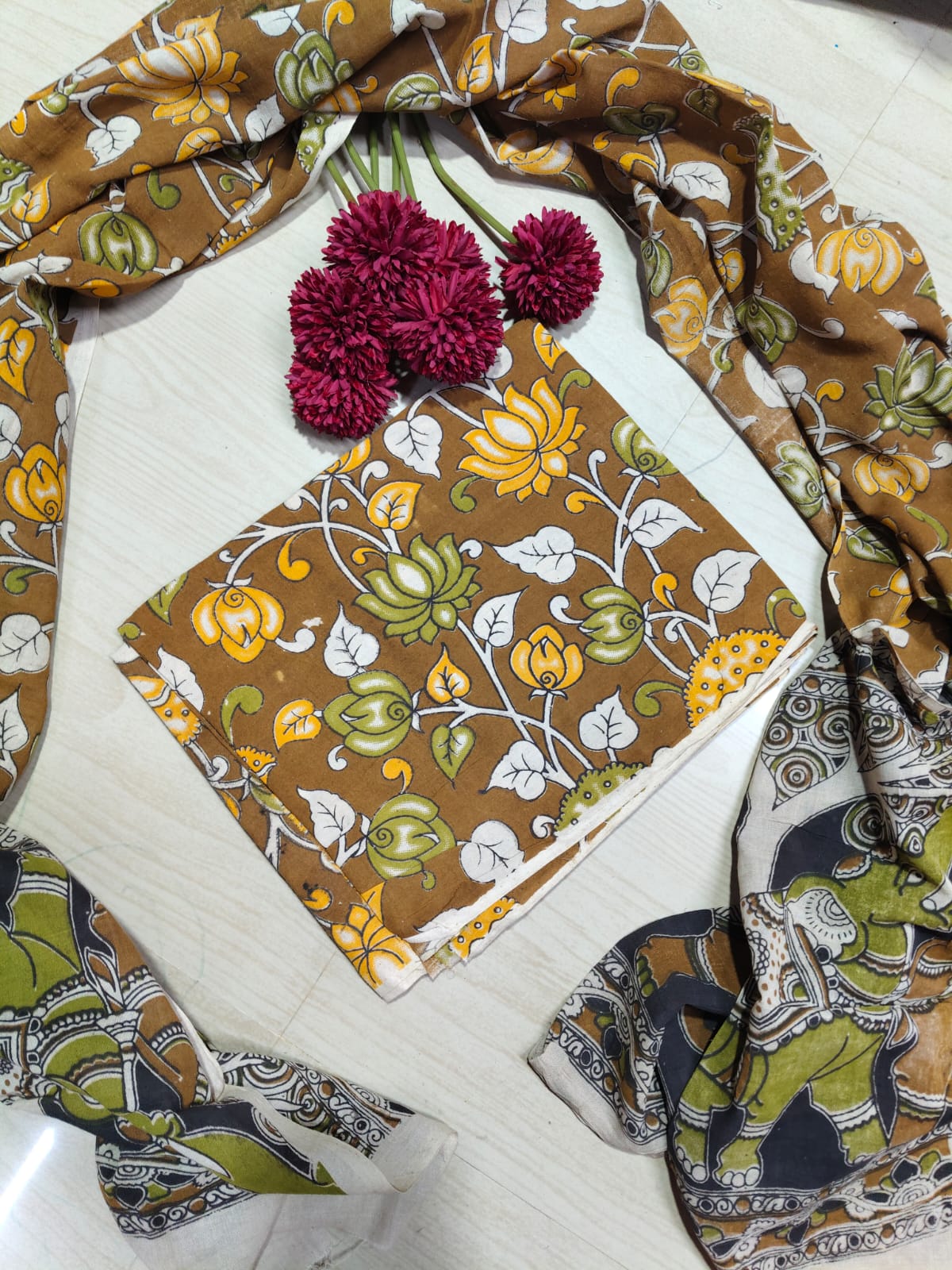 Kalamkari Top and Dupatta  RS22