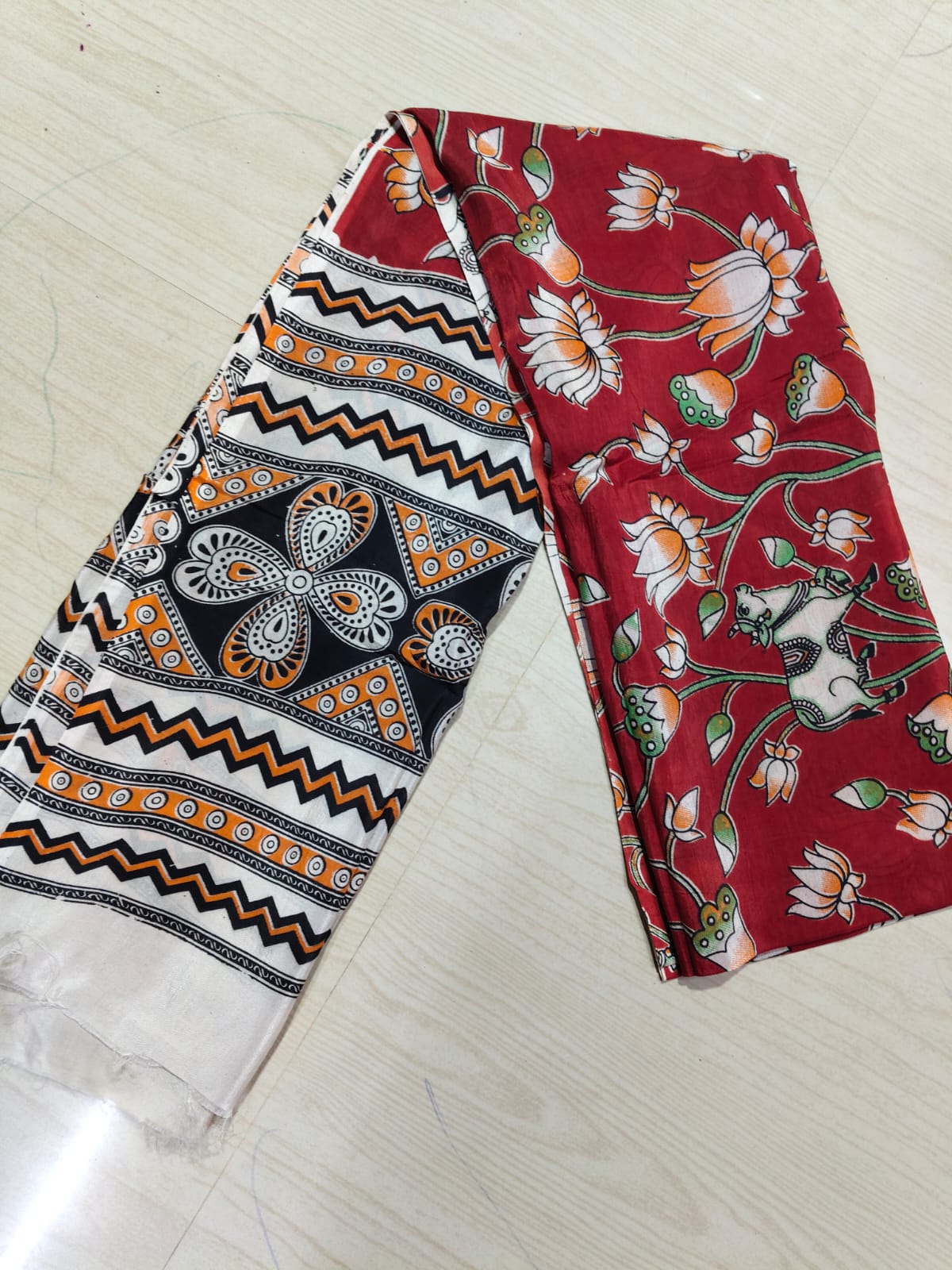 Kalamkari Duppatas (Cotton & Silk) KZD31