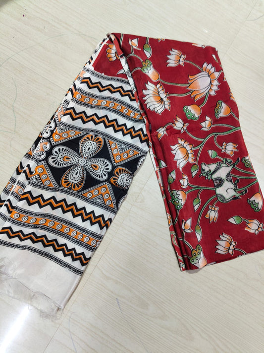 Kalamkari Duppatas (Cotton & Silk) KZD31