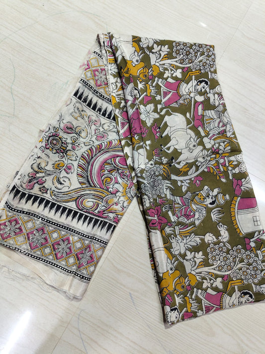 Kalamkari Duppatas (Cotton & Silk) KZD38