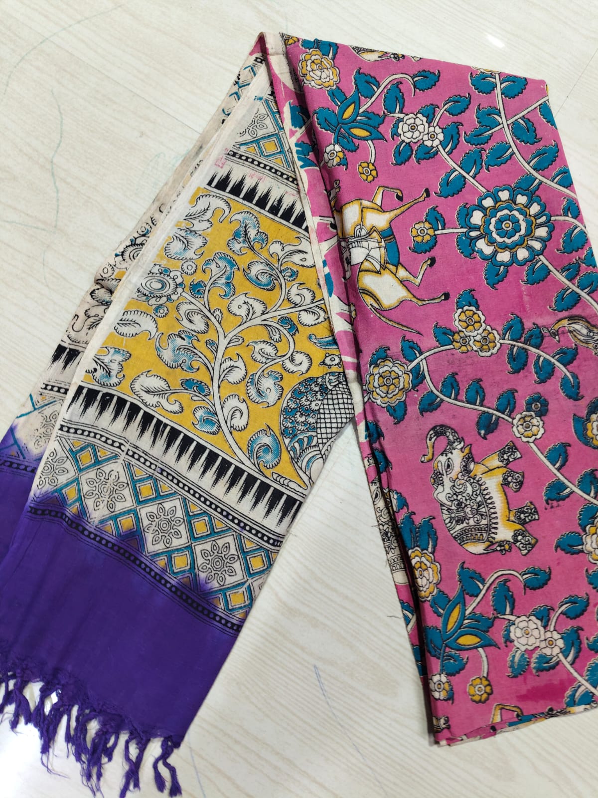 Kalamkari Duppatas (Cotton & Silk) KZD42
