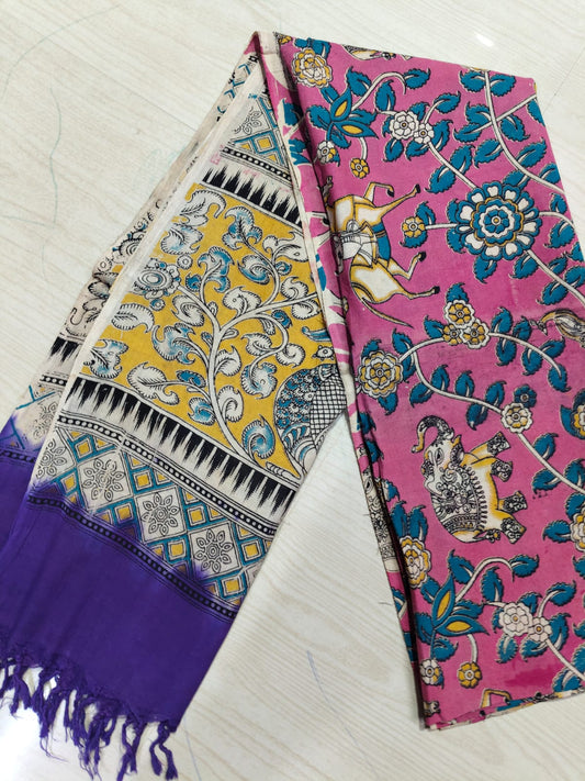 Kalamkari Duppatas (Cotton & Silk) KZD42