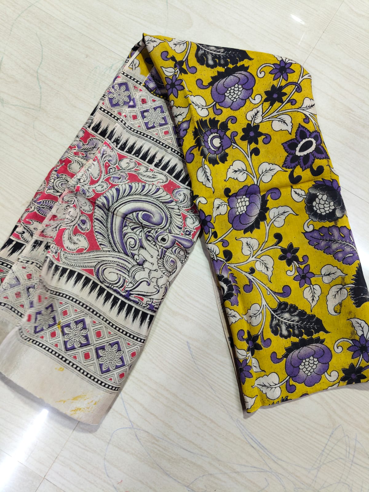 Kalamkari Duppatas (Cotton & Silk) KZD43