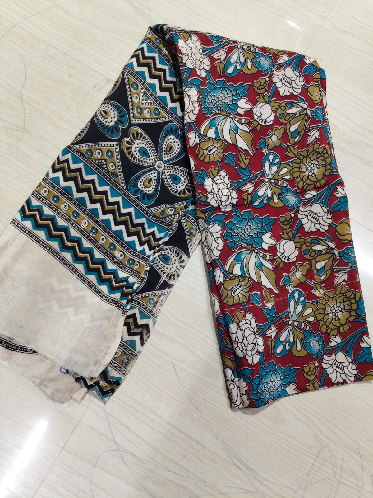 Kalamkari Duppatas (Cotton & Silk) KZD44