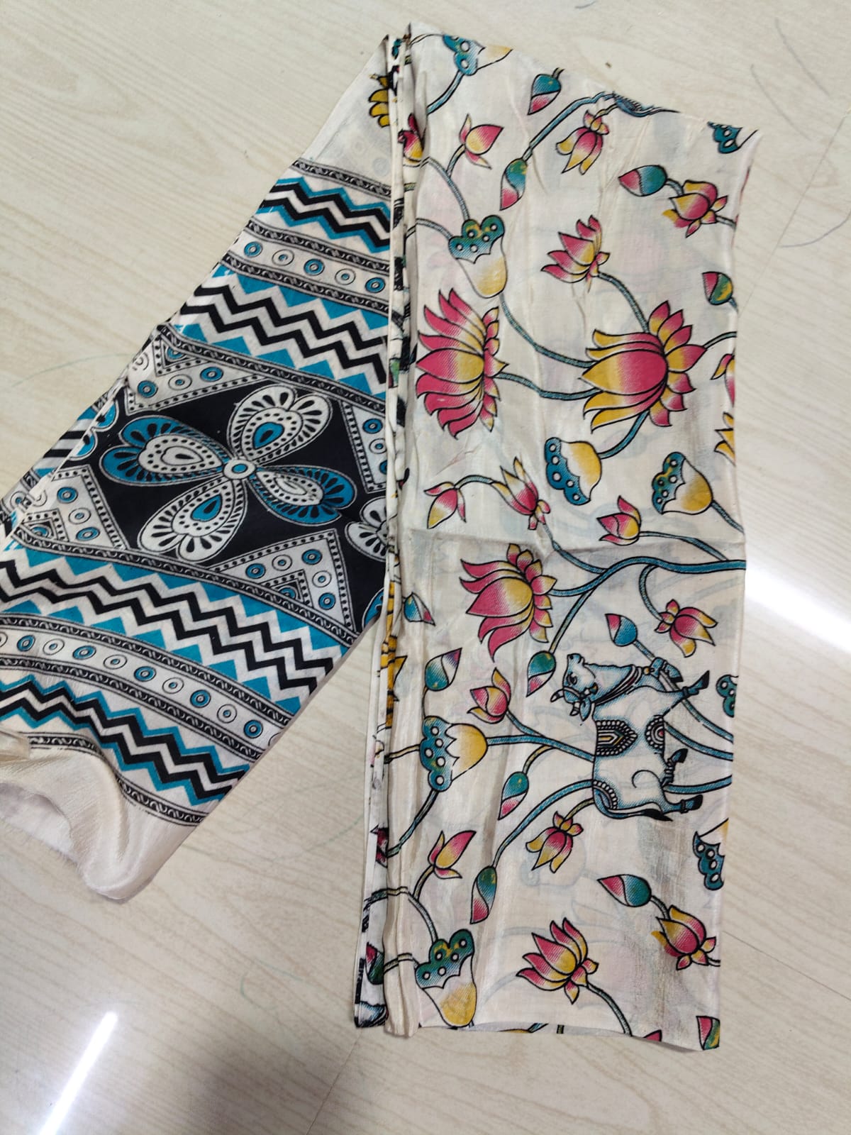 Kalamkari Duppatas (Cotton & Silk) KZD61