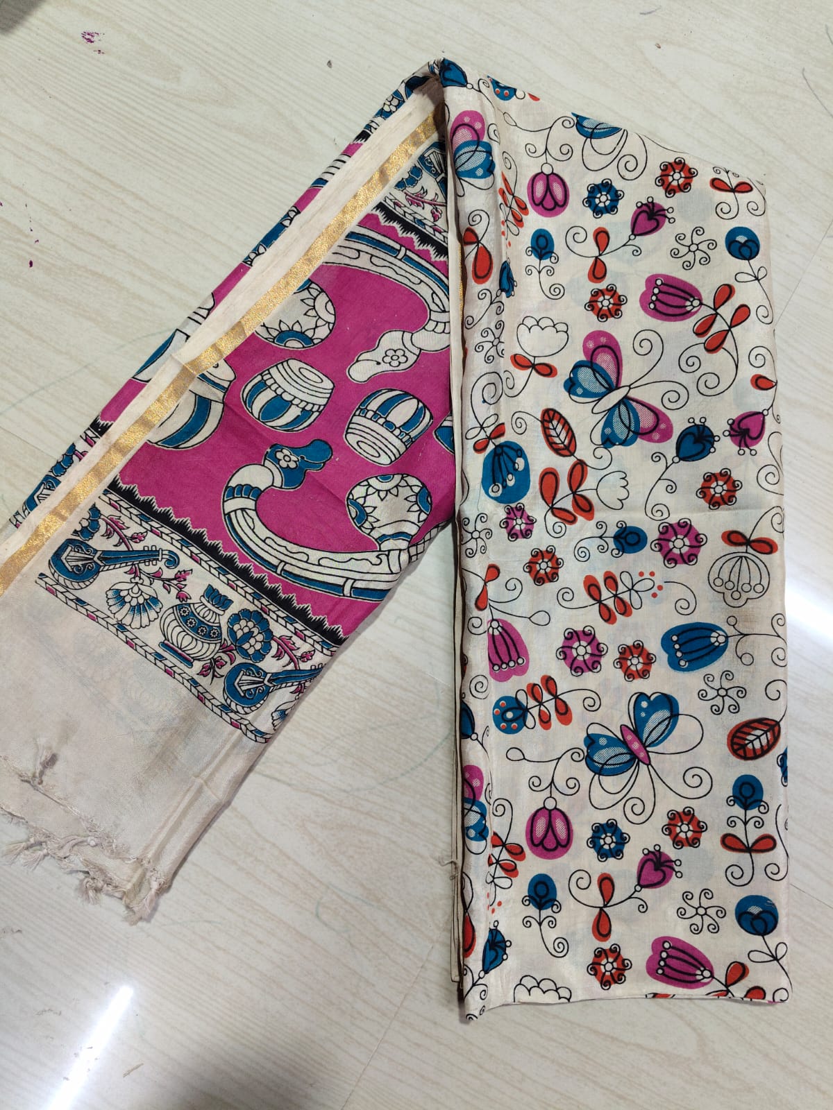 Kalamkari Duppatas (Cotton & Silk) KZD62
