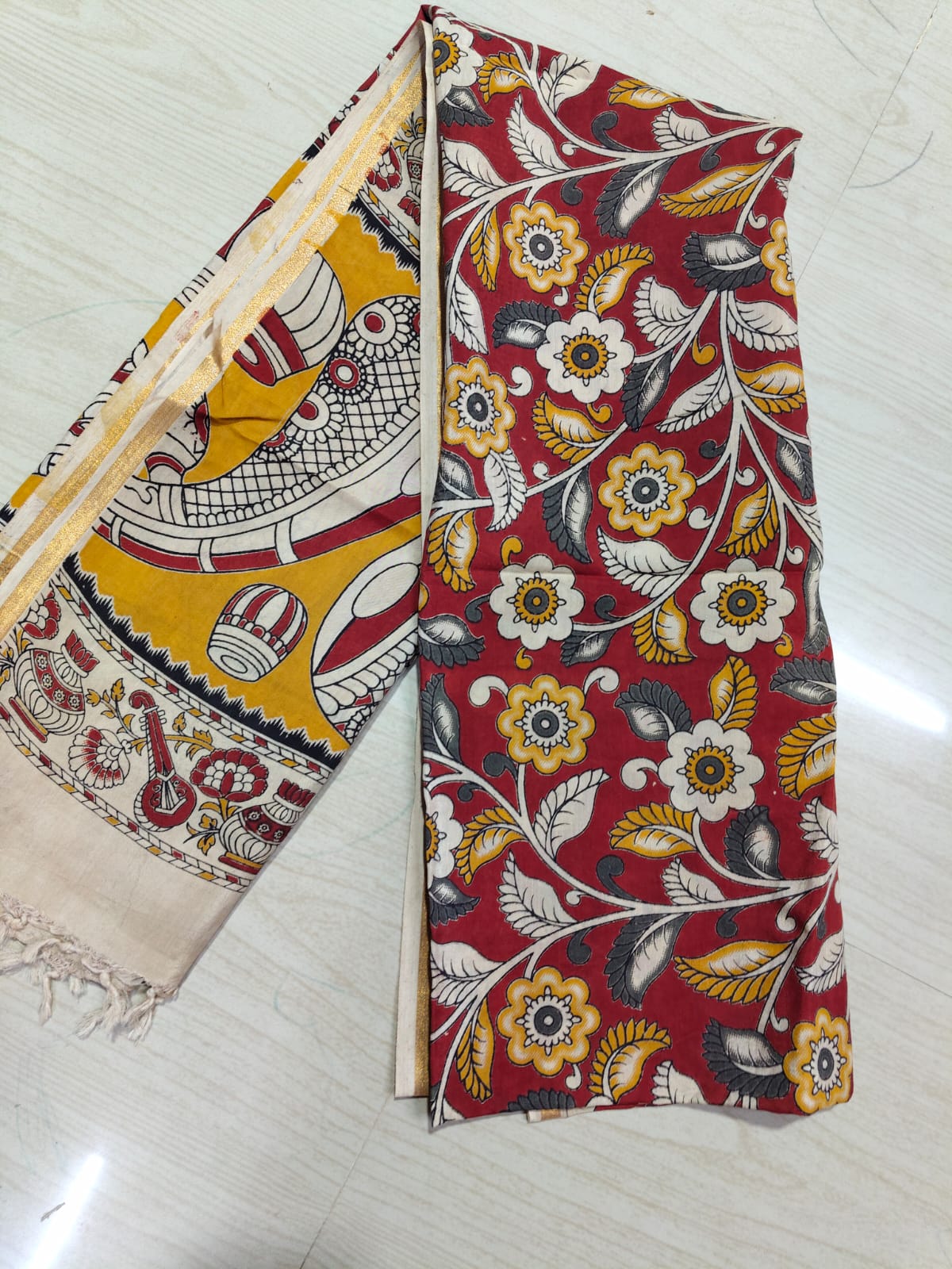 Kalamkari Duppatas (Cotton & Silk) KZD63