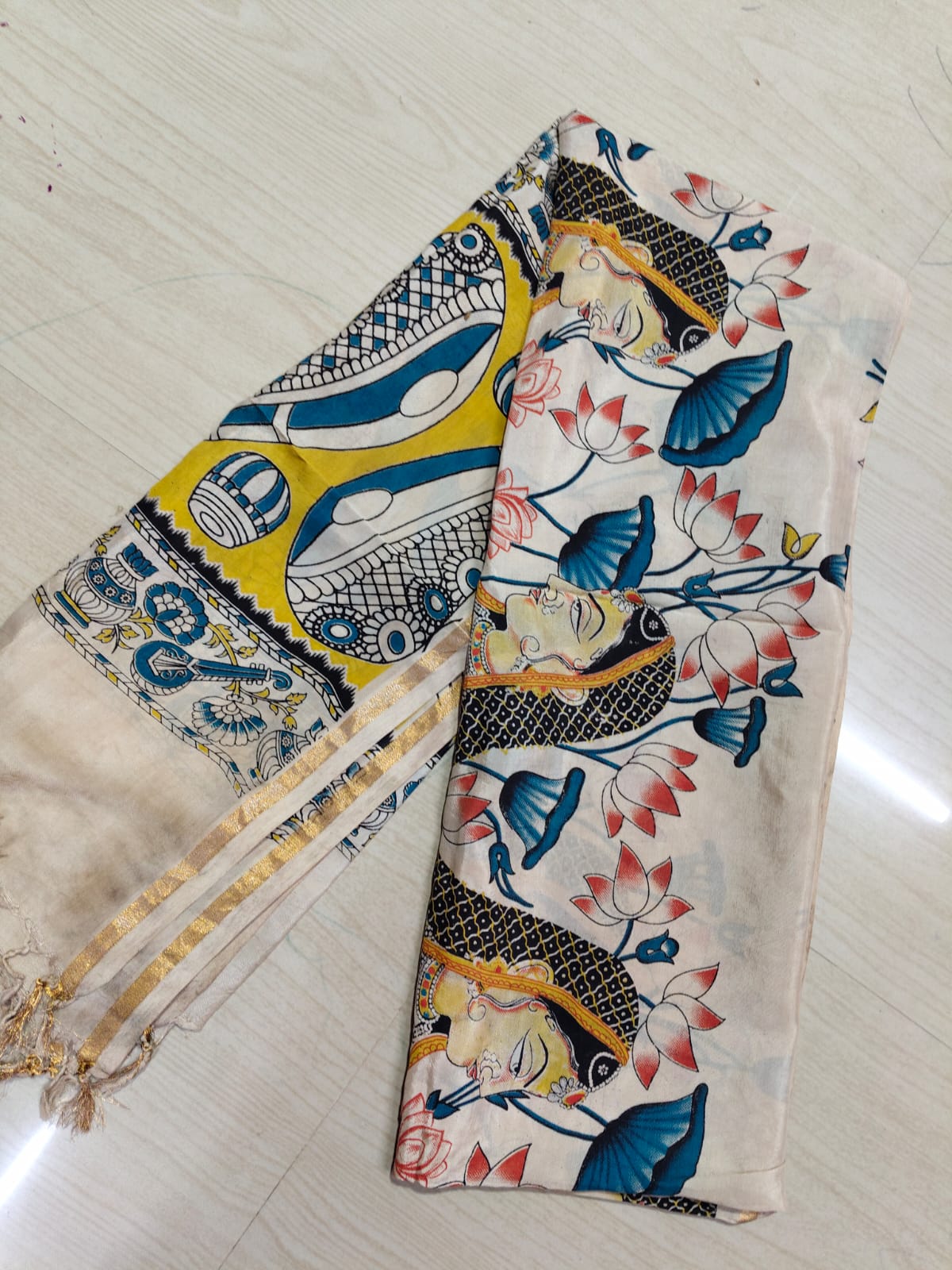 Kalamkari Duppatas (Cotton & Silk) KZD66