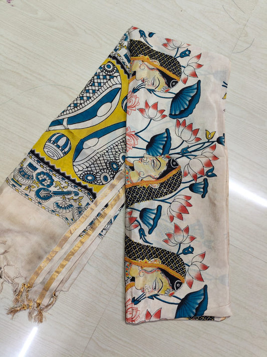 Kalamkari Duppatas (Cotton & Silk) KZD66