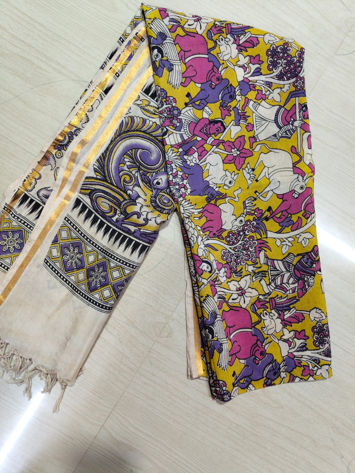 Kalamkari Duppatas (Cotton & Silk) KZD68