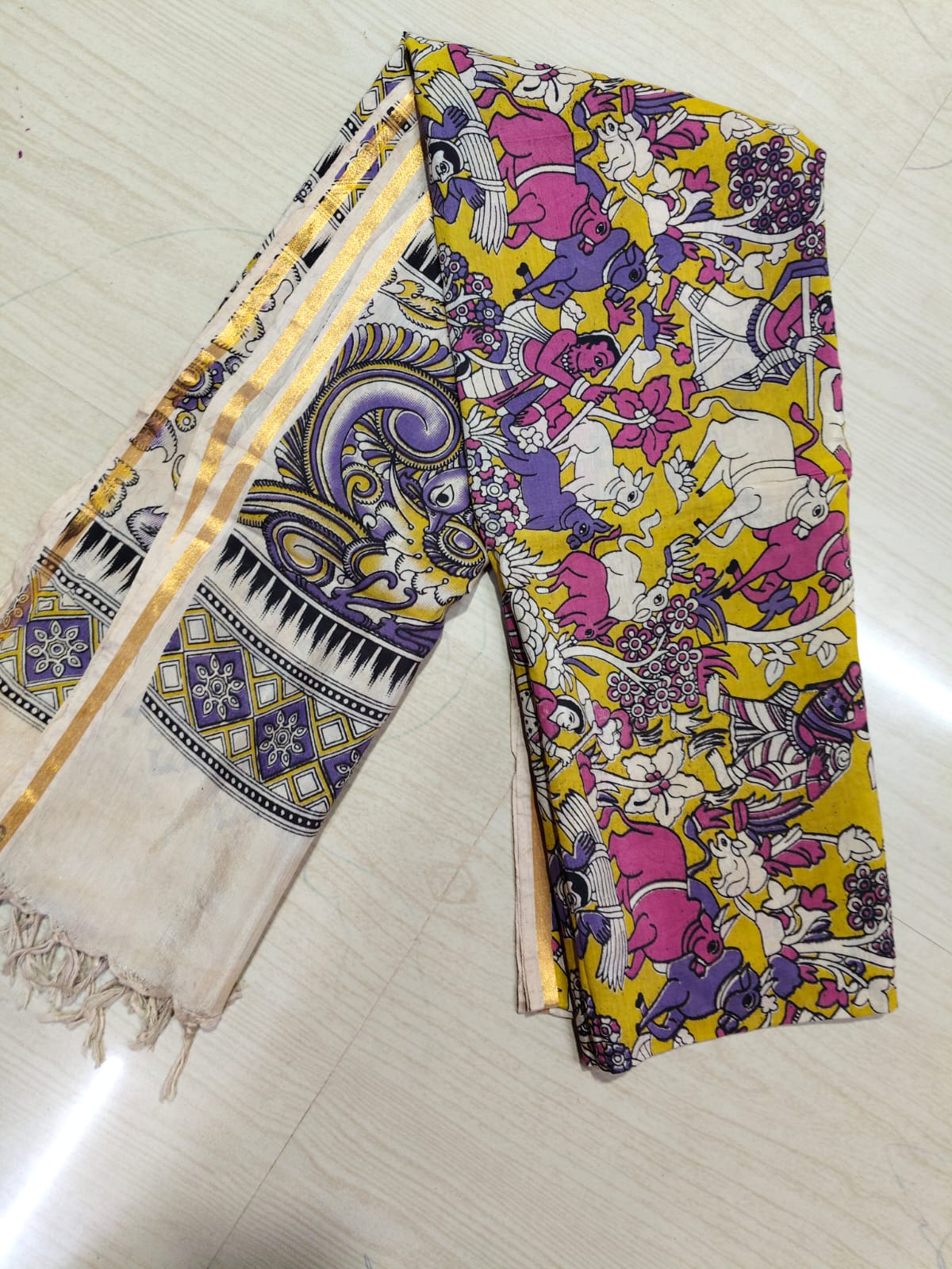 Kalamkari Duppatas (Cotton & Silk) KZD68