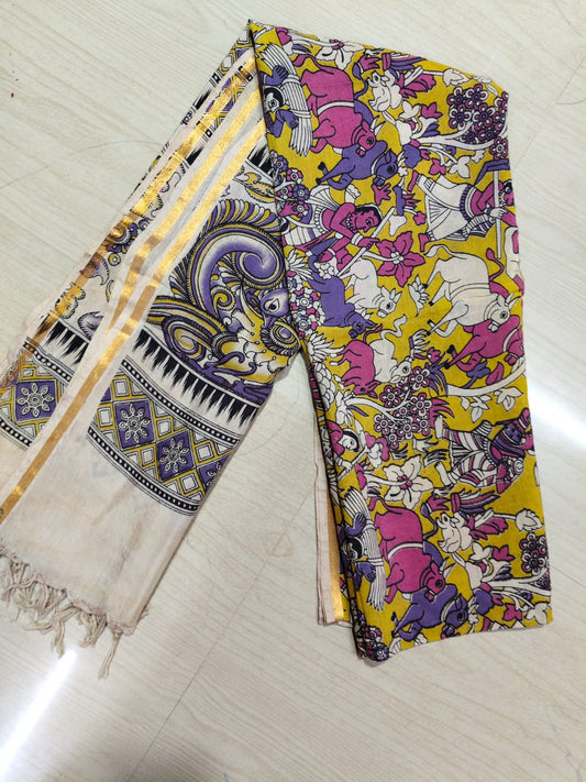 Kalamkari Duppatas (Cotton & Silk) KZD68