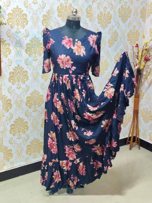 Premium Rayon Floral Frock - CFF87