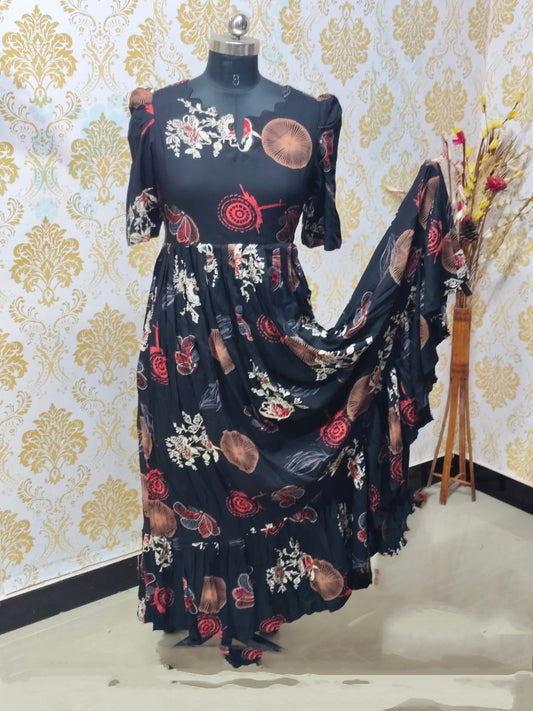 Premium Rayon Floral Frock - CFF98