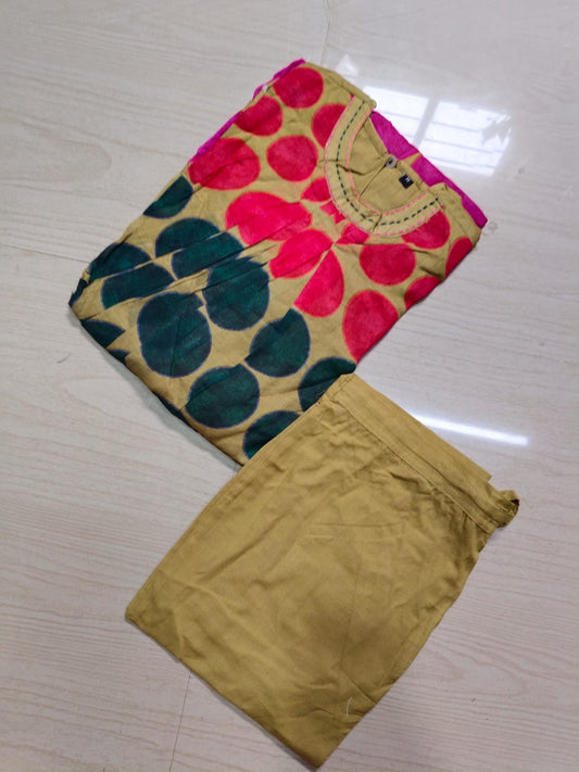 Premium Mull Chandheri Cotton Kurti With Phant  - EKP02