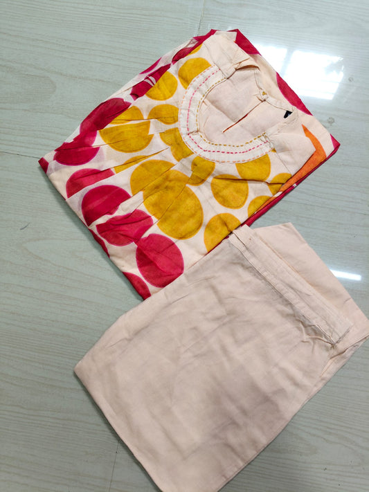 Premium Mull Chandheri Cotton Kurti With Phant  - EKP03