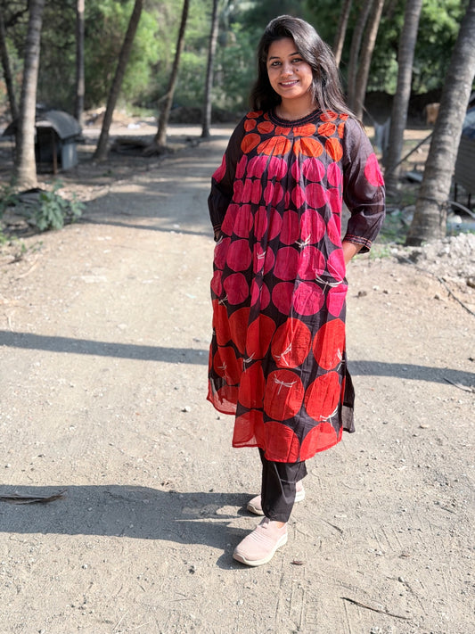Premium Mull Chandheri Cotton Kurti With Phant  - EKP01