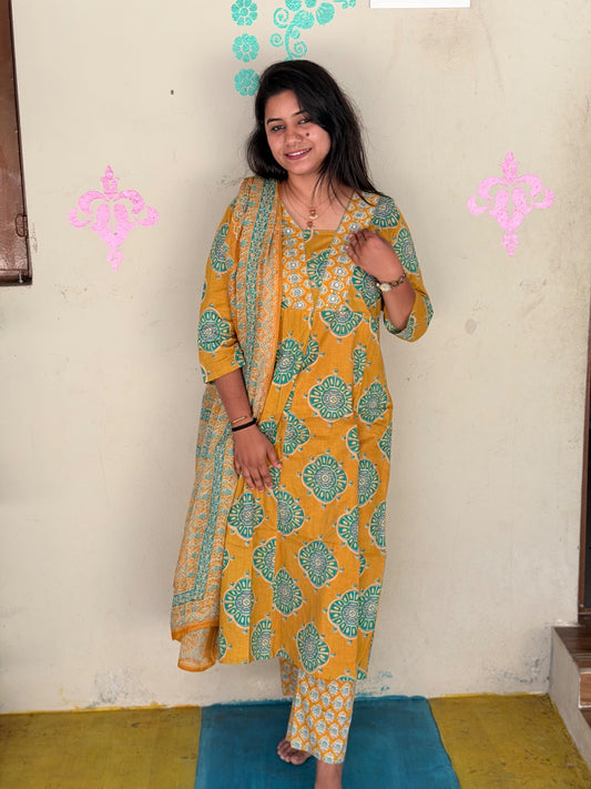 Cotton Floral Anarkali  -  AS71