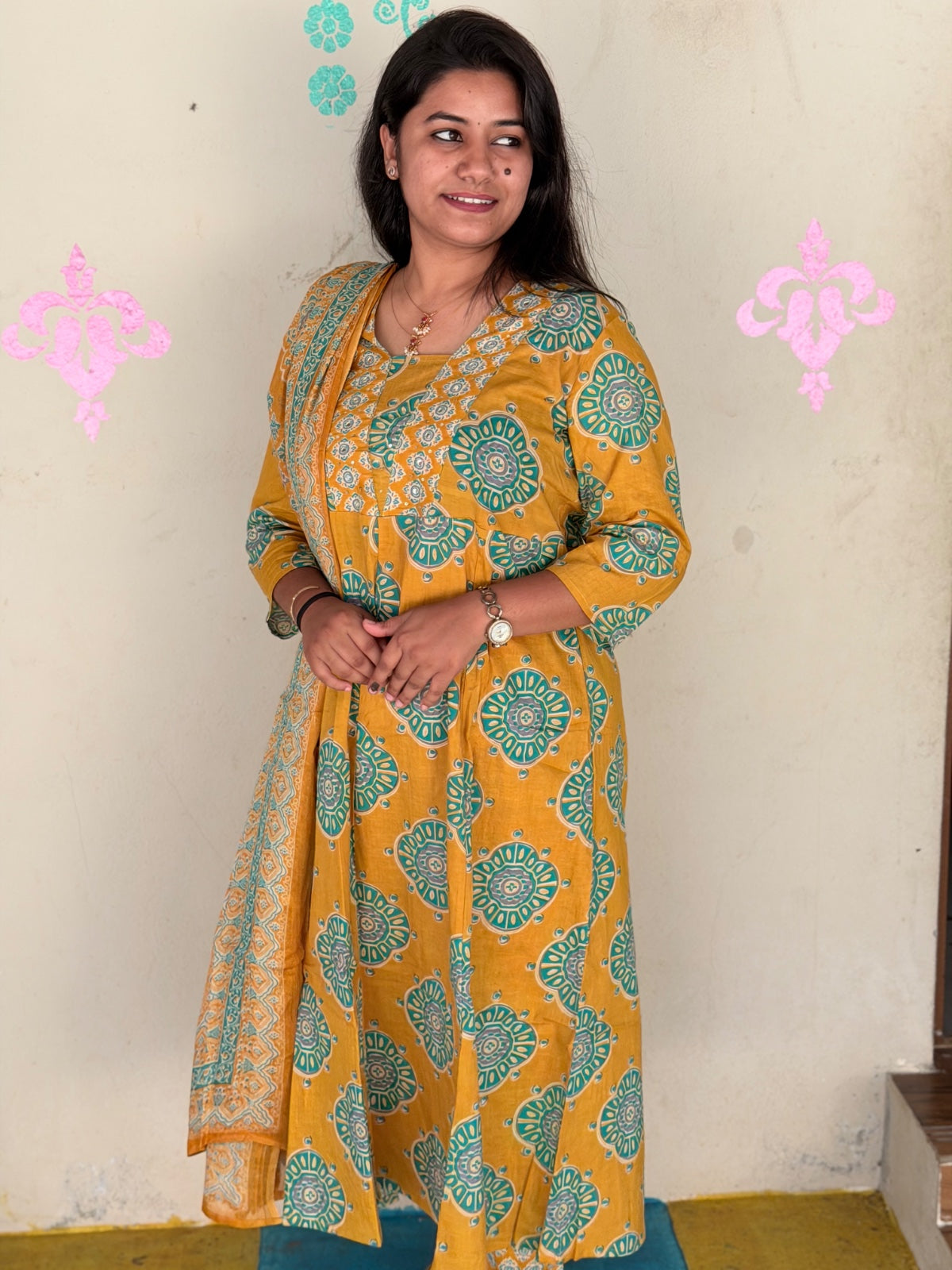 Cotton Floral Anarkali  -  AS71