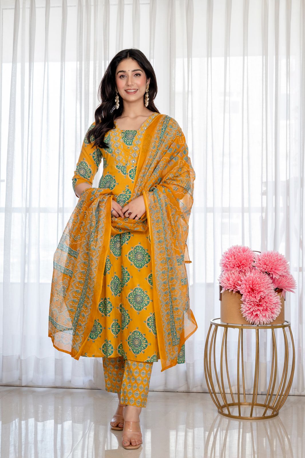 Cotton Floral Anarkali  -  AS71
