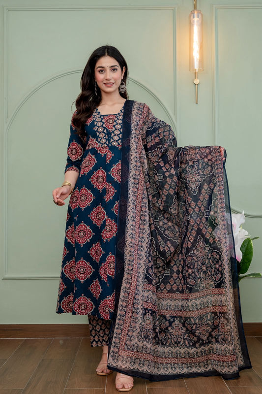 Cotton Floral Anarkali  -  AS72