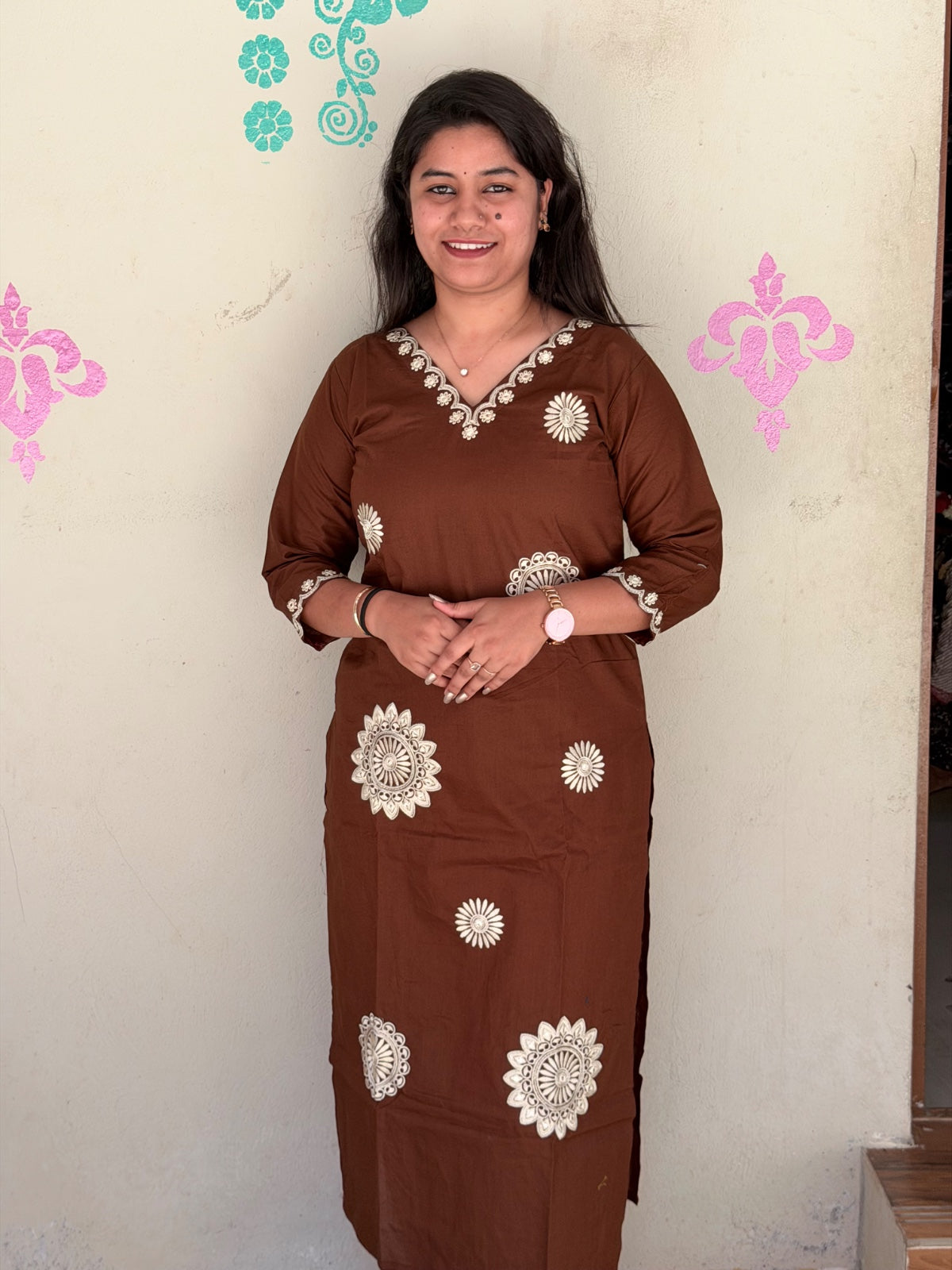V neck Kurthi with Pant  ALN04