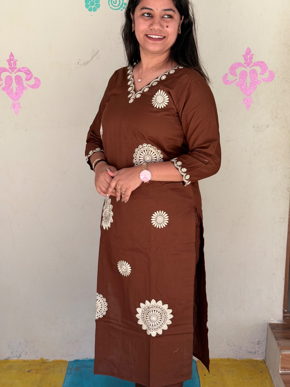 V neck Kurthi with Pant  ALN04
