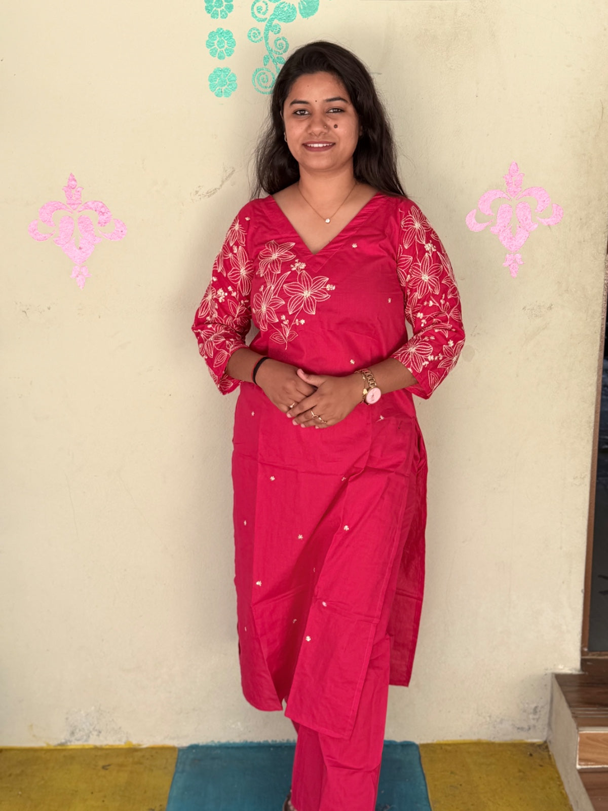 V neck Kurthi with Pant  ALN62