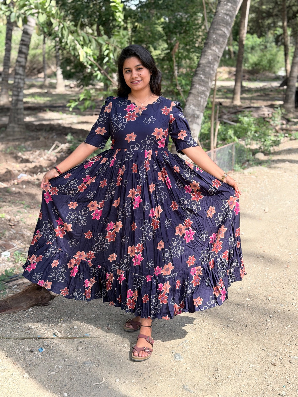 Premium Rayon Floral Frock - CFF124