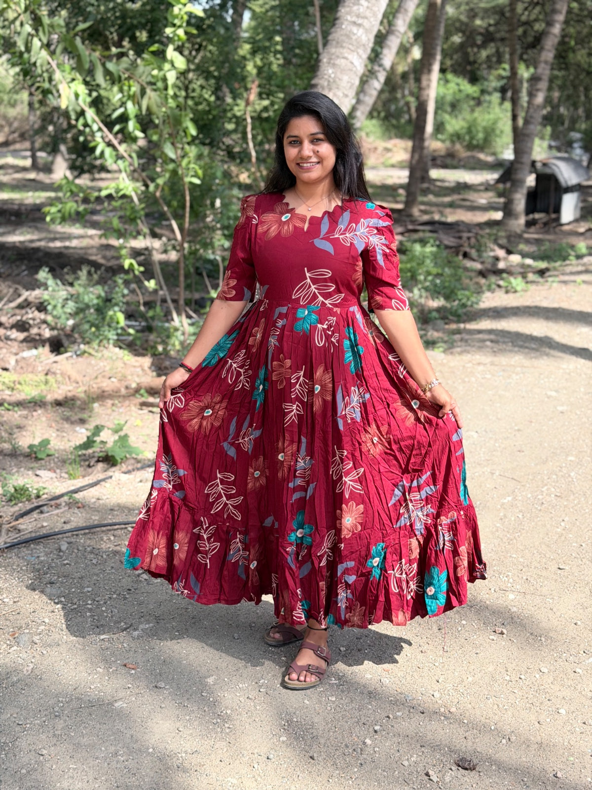 Premium Rayon Floral Frock - CFF125