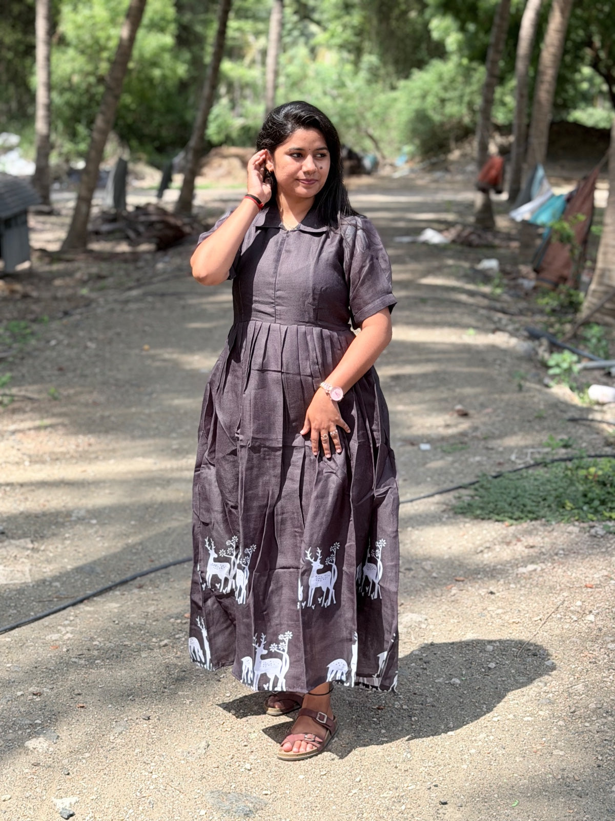 Linen Cotton Feeding Frock  IFF74