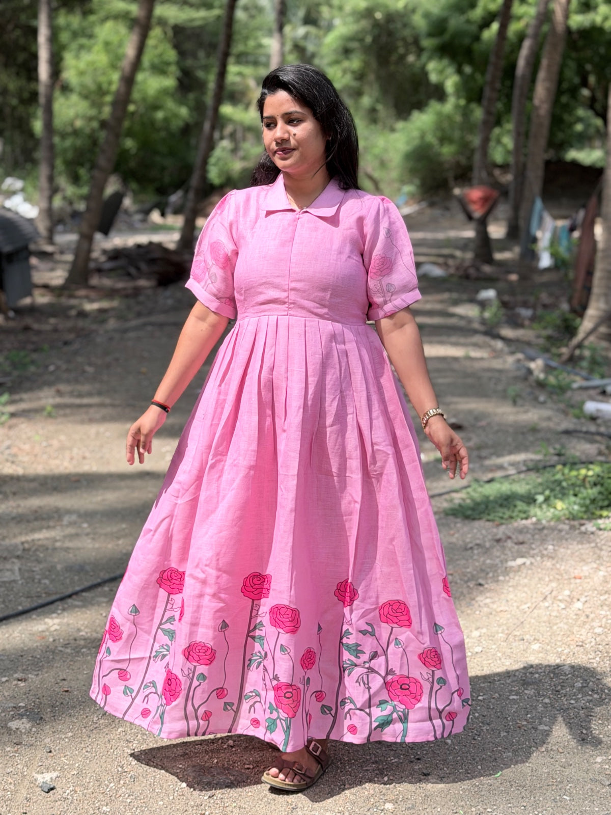 Linen Cotton Feeding Frock  IFF75
