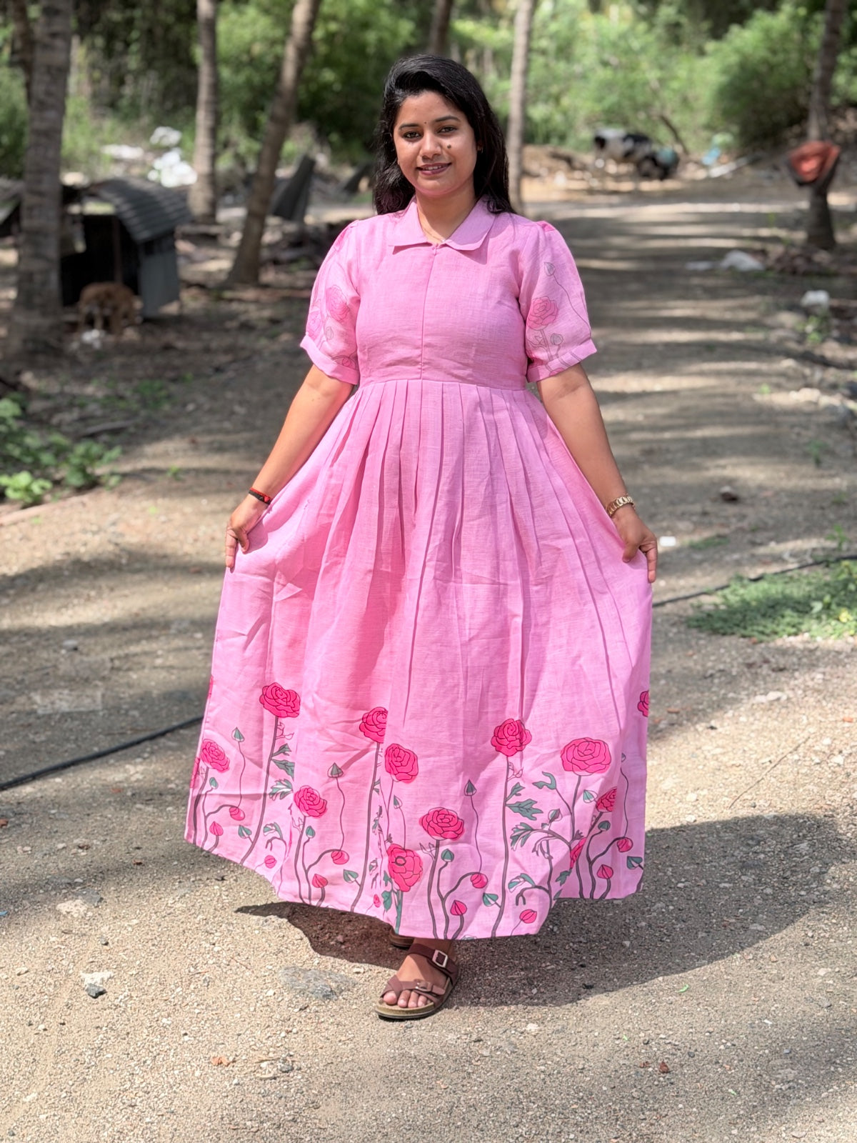 Linen Cotton Feeding Frock  IFF75