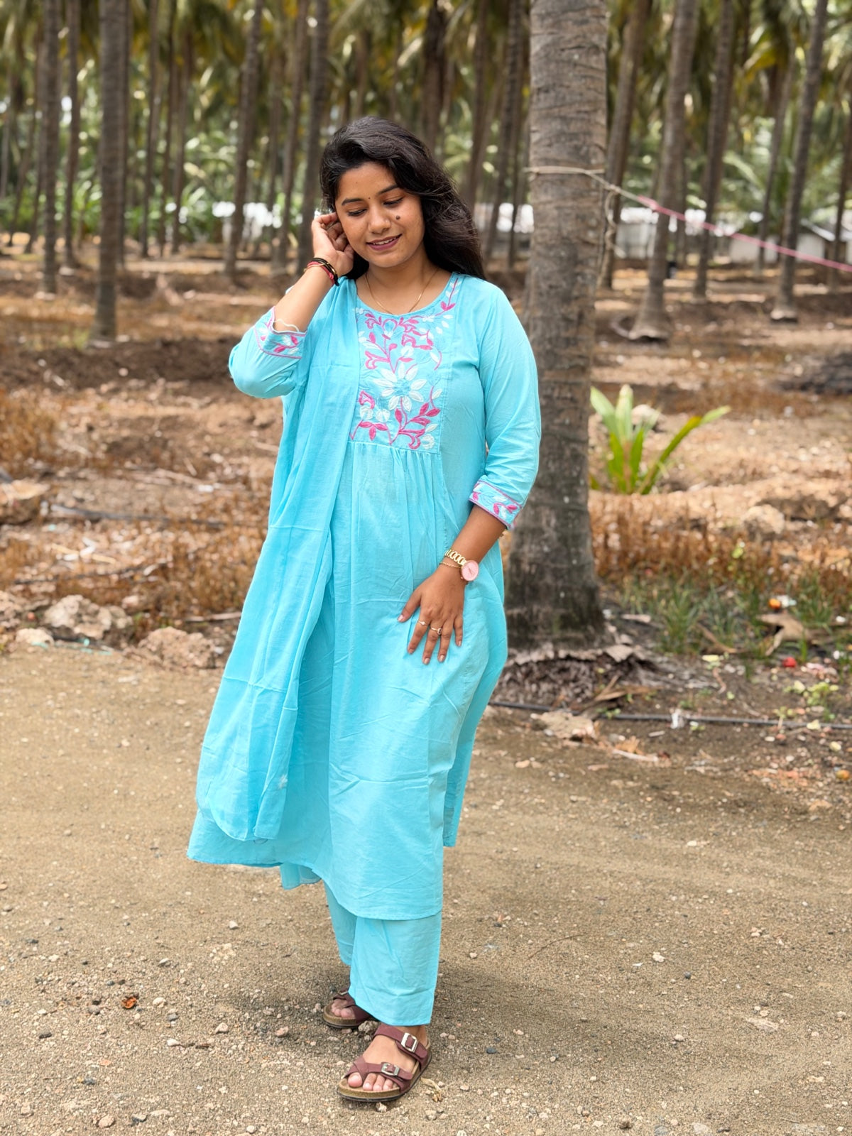Cotton Floral Anarkali  -  AS74