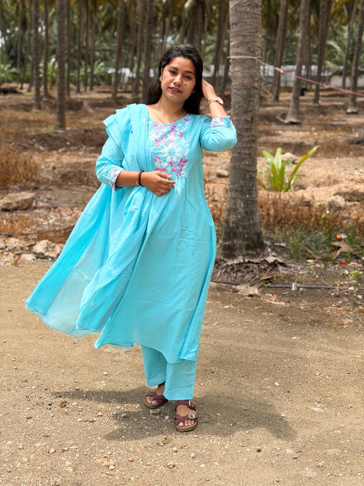 Cotton Floral Anarkali  -  AS74