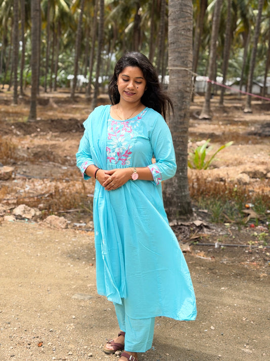 Cotton Floral Anarkali  -  AS74