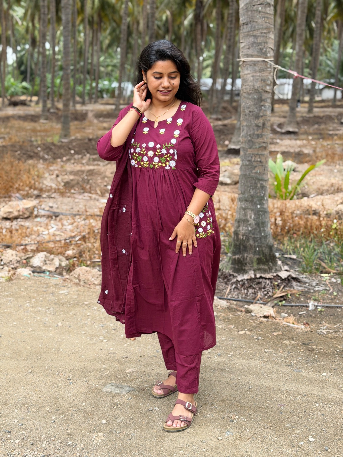 Cotton Floral Anarkali  AS113